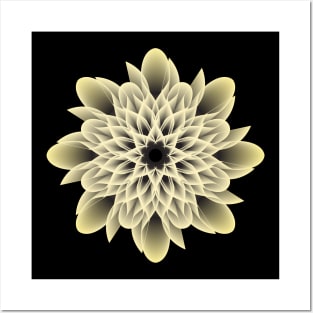 Beautiful White and Golden Artistic Flower Posters and Art